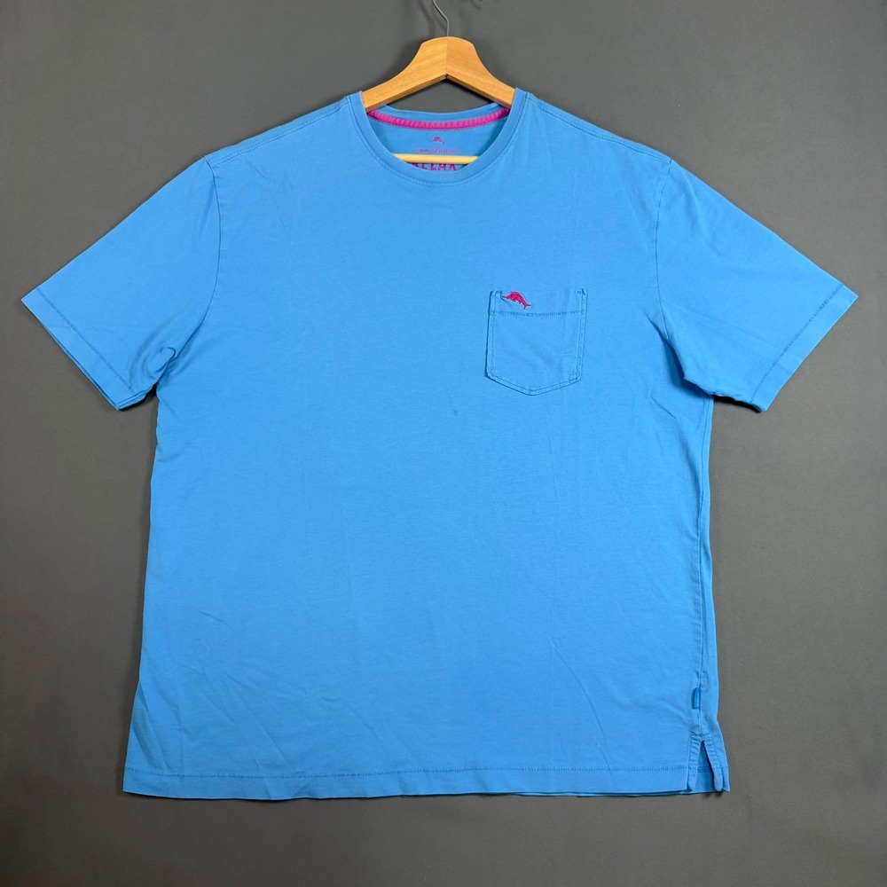 Tommy Bahama RELAX Mens Large Pima Cotton Pocket T Shirt Blue Marlin Logo